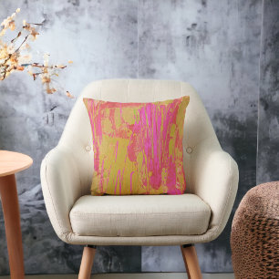 Coussin Mustard Hot rose Artistique Contemporain