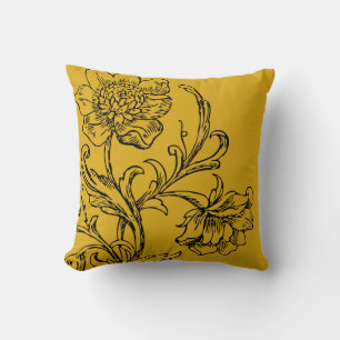 Coussin Mustard Jaune Stylé Floral
