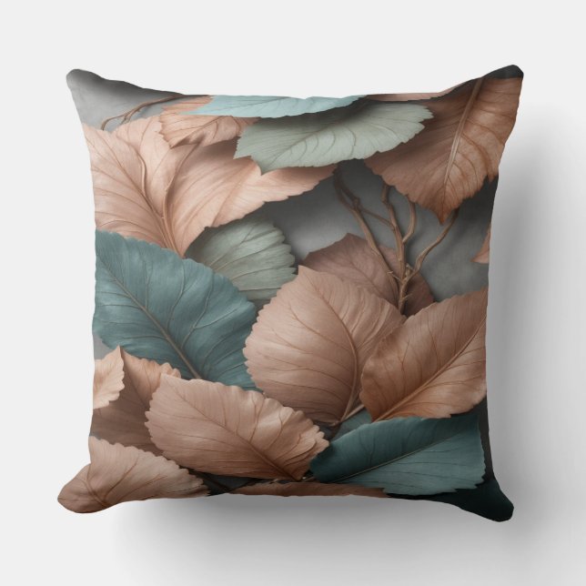 Coussin Muted Botanical Leaf Accent Throw Pillow (Recto)