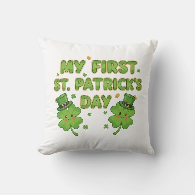 Coussin My First St. Patrick's Day | Cute Kawaii Shamrock  (Recto)