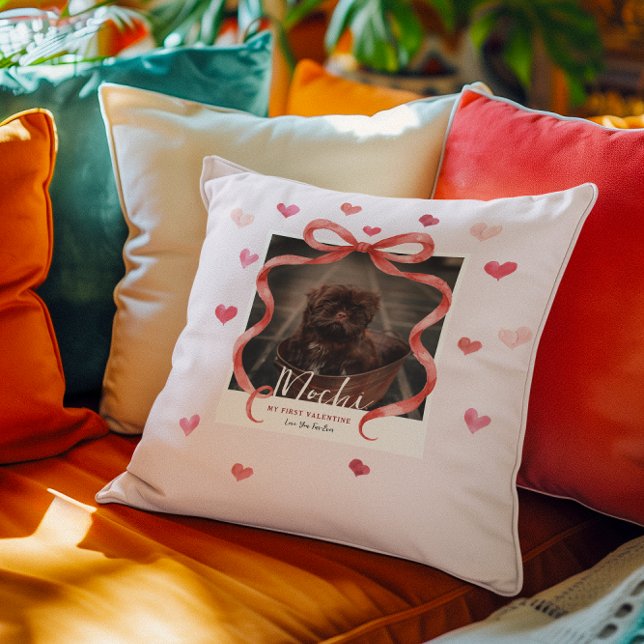 Coussin My First Valentine Personalized Pet Photo Pillow (Créateur téléchargé)