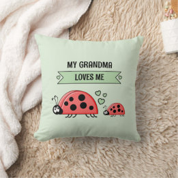 Coussin My Grandma loves me ladybugs green baby