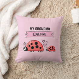 Coussin My Grandma loves me ladybugs pink baby