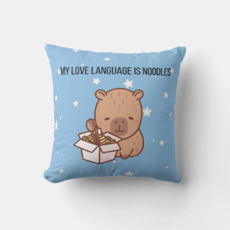 Coussin My Love Language Is Noodles | Kawaii Capybara Deco