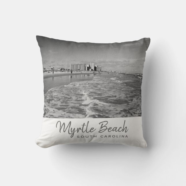 Coussin Myrtle Beach Caroline du Sud Vintage (Recto)