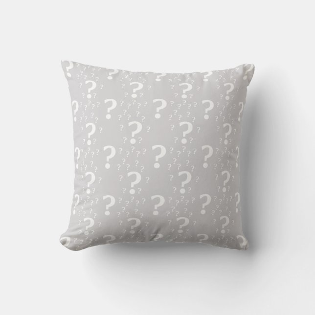 Coussin Mystère point de question énigme puzzle gris clair (Recto)