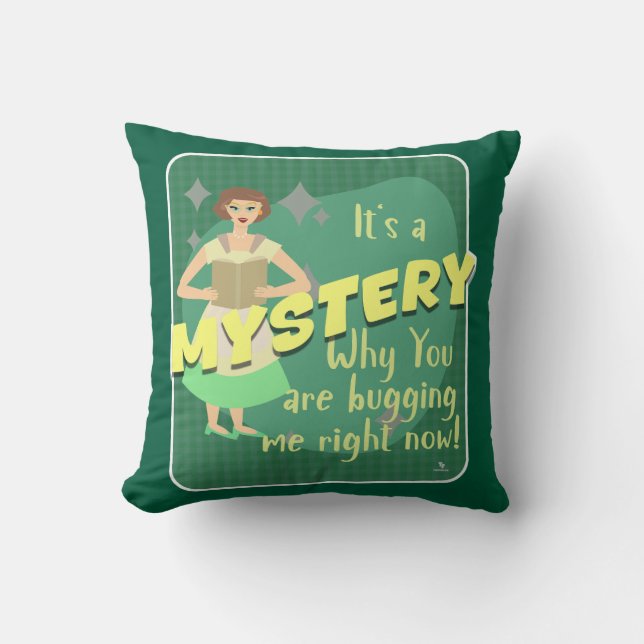 Coussin Mystère Snarky Retro Lecture Femme au foyer (Recto)
