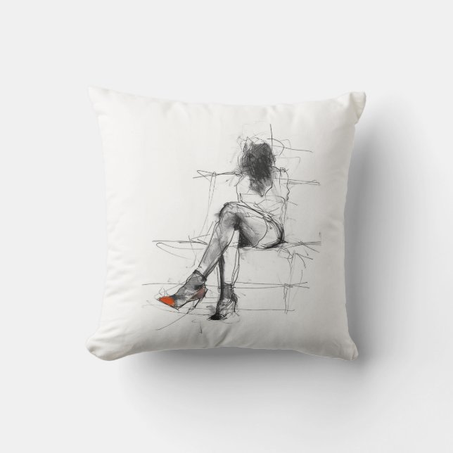 Coussin Mystérieuse mode - Femme Abstraite en talons (Recto)