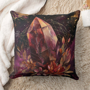 Coussin Mystic Améthyste Cristal Floral Galaxie Art (1)