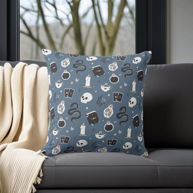 Coussin Mystic Boho Cristal Crâne serpent Halloween Motif (Créateur téléchargé)