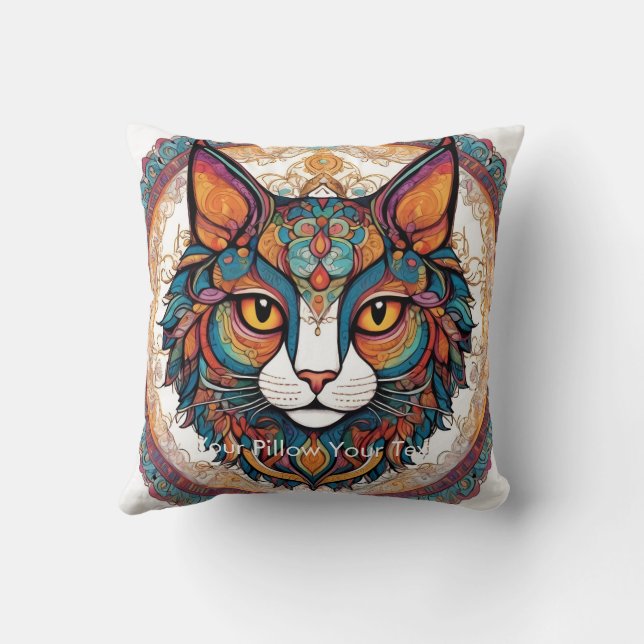 Coussin Mystic Boho Feline Mandala (Verso)