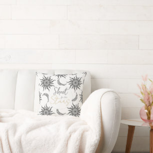 Coussin Mystic Sun Moon noir et blanc