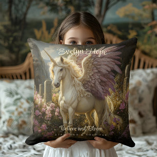 Coussin Mystic White Unicorn With Purple Wings Imaginaire