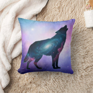 Coussin Mystical Howling Wolf Silhouette