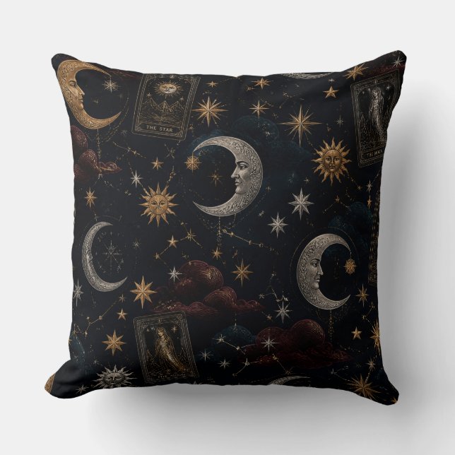 Coussin Mystical Tarot Moon Throw Pillow (Recto)