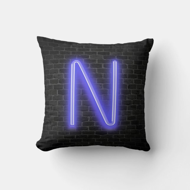 Coussin N Initiale Sur Le Marquee De Neon Sur Brick (Recto)