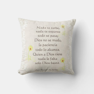 Coussin "Nada te turbe" San Teresa di Avila Blanc sur blan