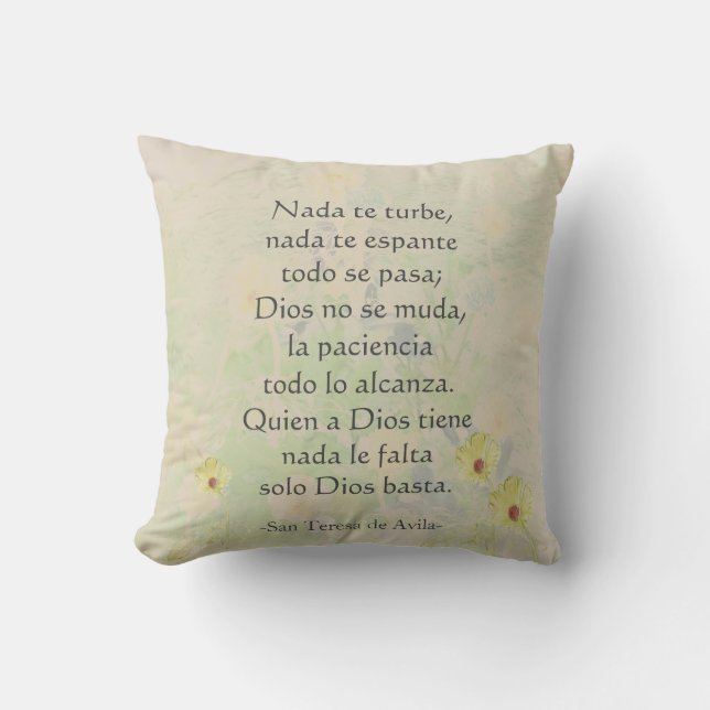 Coussin "Nada te turbe" St.Teresa de Avila Espagnol&anglai (Recto)