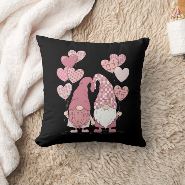 Coussin Nains de la Saint-Valentin à carreaux buffles rose (Couverture)