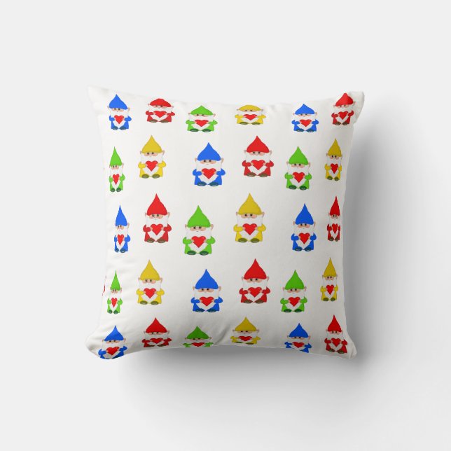 Coussin Nains multicolores mignons sur fond blanc (Recto)