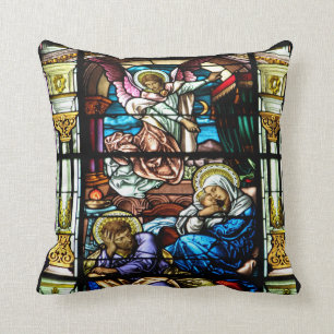 Coussin Naissance de fenêtre en verre teinté de Jésus