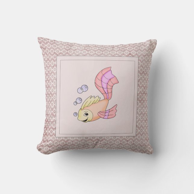 Coussin Naissance moderne bébé pour enfants Poisson rose (Recto)