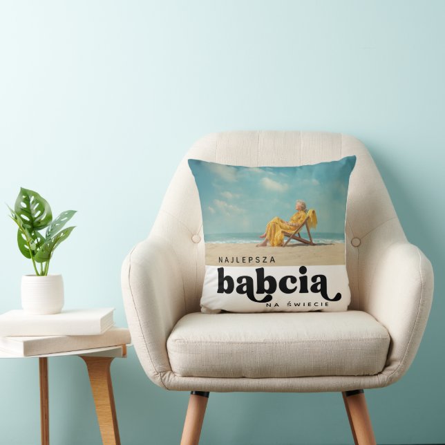 Coussin Najlepsza Babcia Na Świecie Photo personnalisée (Chaise)