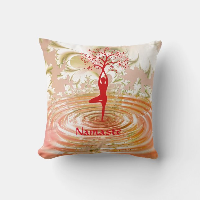 Coussin Namaste Citation Arbre de vie Zen Yoga Zen (Recto)
