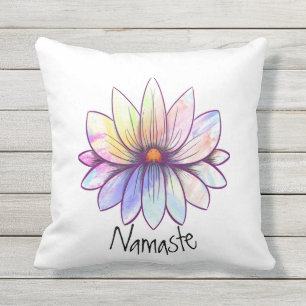 Coussin Namaste, fleur de lotus pastel éclatante blanc