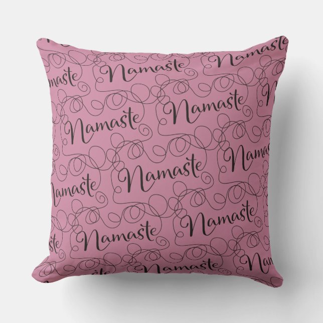 Coussin NAMASTE noir sans couture motif avec LIGNES (Recto)