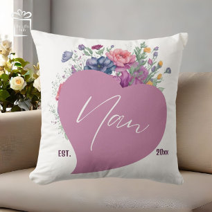 Coussin Nan Est 20xx Aquarelle Coeur Fleur sauvage