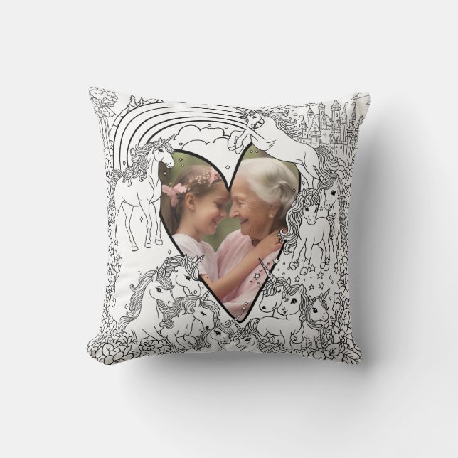 Coussin Nan Maman Fille Unicorne Couleur dans Photo Cushio (Recto)