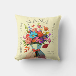 Coussin NANA Custom Vibrant Floral Photo Fête des mères