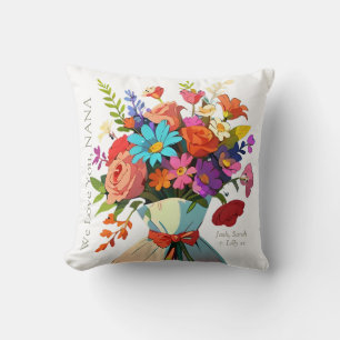 Coussin NANA Custom Vibrant Floral Photo Fête des mères
