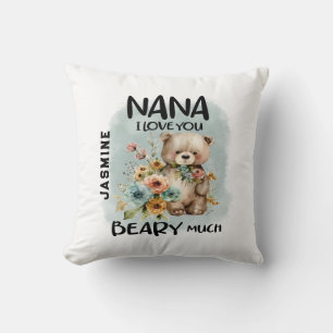 Coussin Nana I Love You Beary Many - Nom Personnalisé