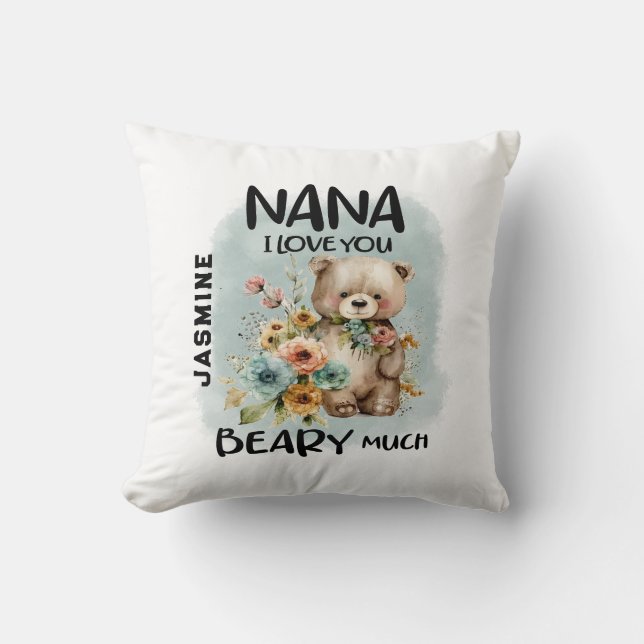 Coussin Nana I Love You Beary Many - Nom Personnalisé (Recto)