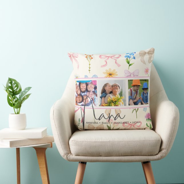Coussin Nana Trois photo ruban rose Texte superposition de (Chaise)