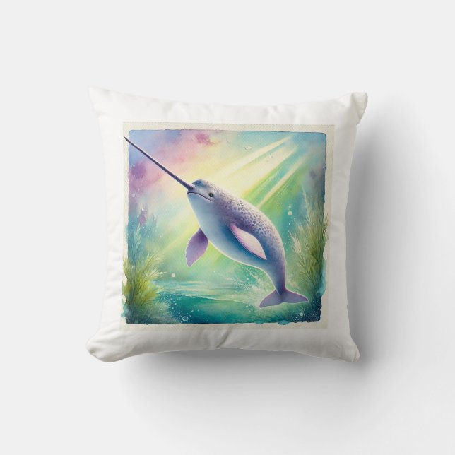 Coussin Narwhal in the Deep 110924AREF142 - Watercolor (Recto)