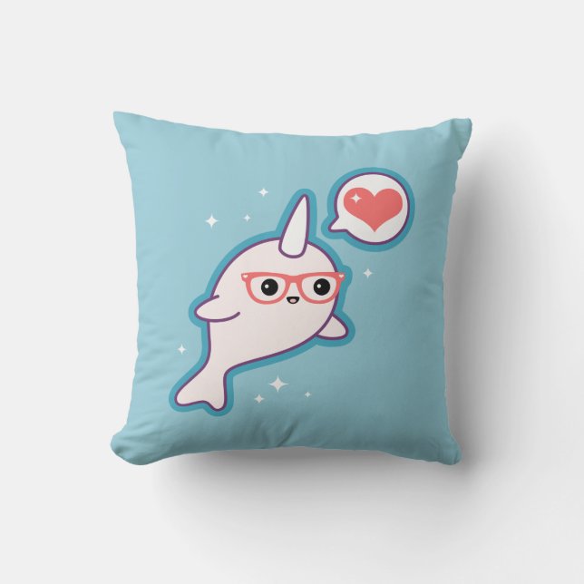 Coussin Narwhal nerd mignon (Recto)