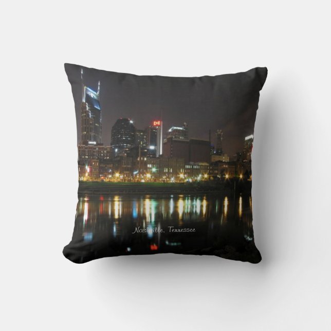 Coussin Nashville, Tennessee Skyline à la nuit (Recto)