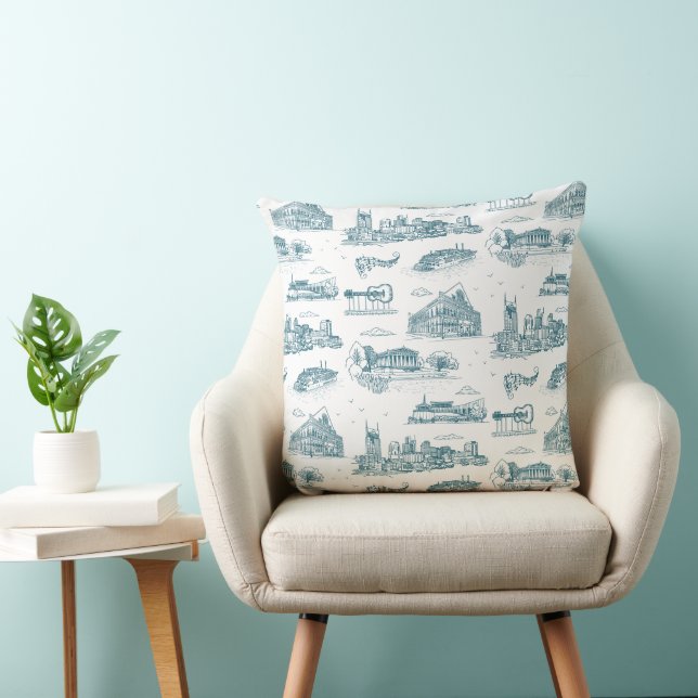 Coussin Nashville Toile Crépuscule sur Blanc (Chaise)