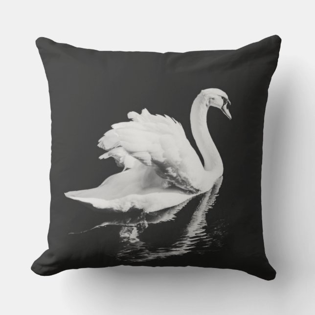 Coussin Natation de Swan noir et blanc (Recto)