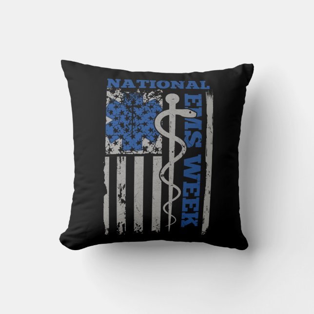 Coussin National EMS Week USA Flag Emergency Médicale Serv (Recto)
