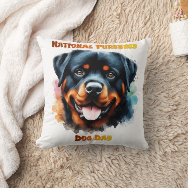 Coussin National Purebred Dog Day Rottweiler Artwork (Couverture)