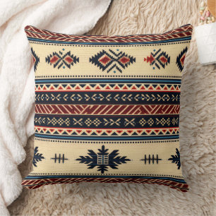 Coussin Native American Ethnic Art Trib Motif Vintage
