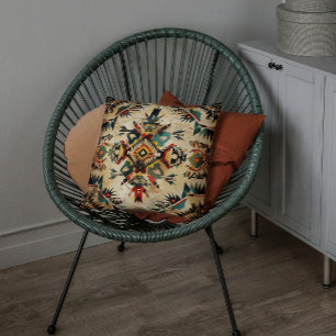 Coussin Native American Ethnic Art Trib Motif Vintage