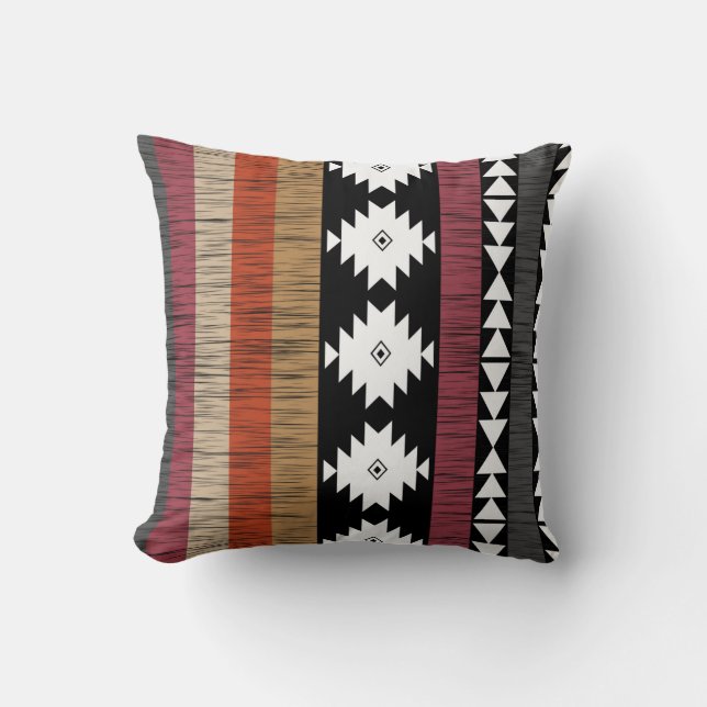 Coussin Native Ethnic Colorful Lines Motif (Recto)