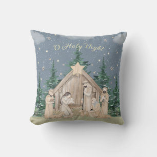 Coussin Nativité de Noël de l'aquarelle