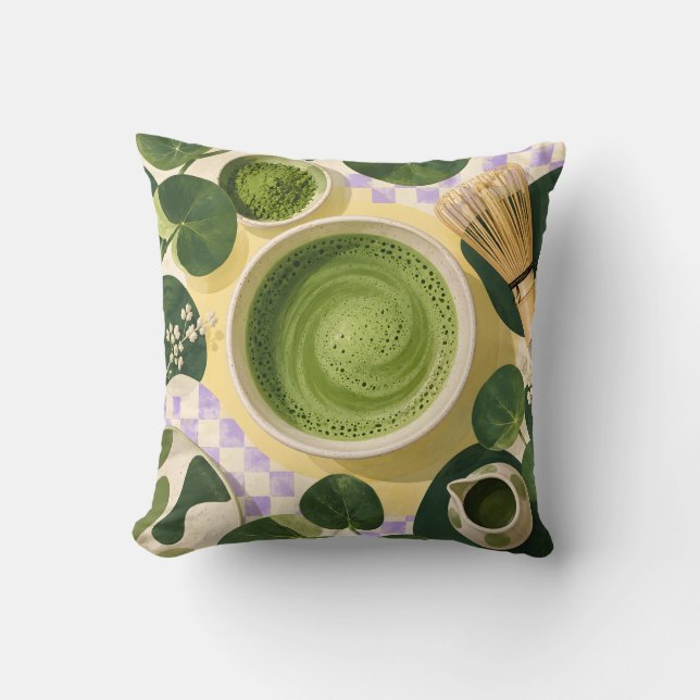 Coussin Natte de thé matcha nature morte (Recto)