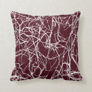 Coussin Nature Abstraite Bourgogne Blanc Grey Nerves Venes